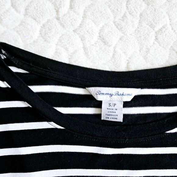 Tommy Bahama multi striped tee wide sleeves oversized small black white - Picture 8 of 8